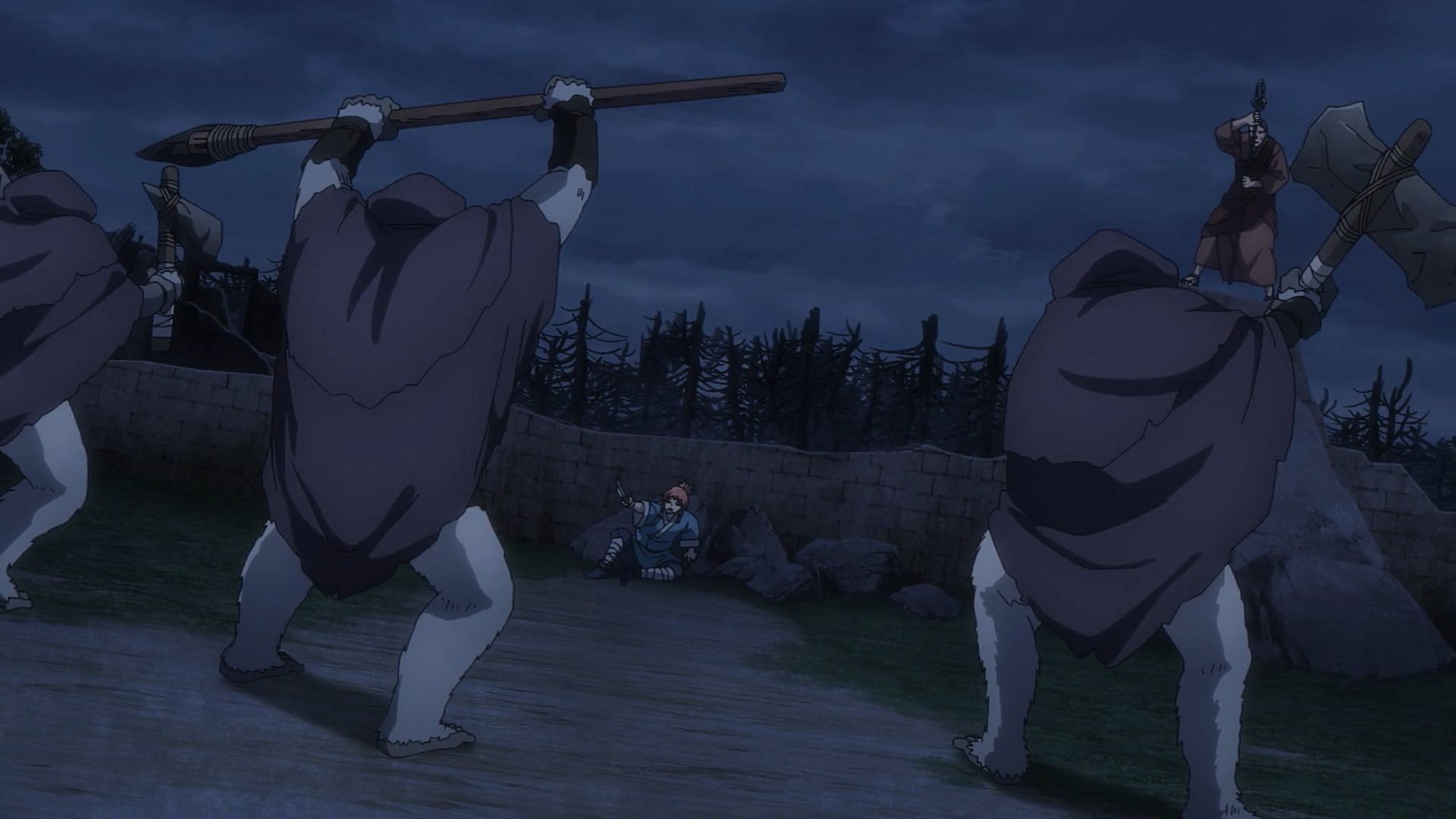 Kai and Nada were attacked by the Macaques (Image via Asahi Production)